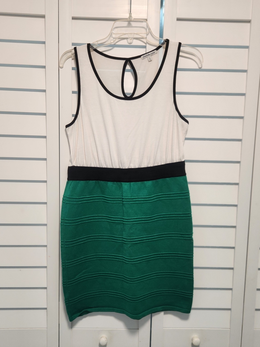 Charlotte Russe White, Black & Green Sleeveless Mini Dress